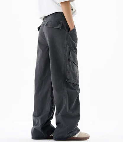 Men’s Cargo Pants – Loose Fit Draped Trousers with Large Pockets, Retro Streetwear Style Ger