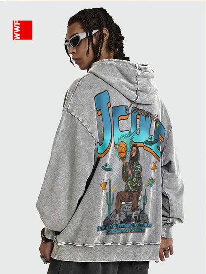 Men's Washed Hoodie with Kangaroo Pocket Cotton Blend Long Sleeve Pullover for Fall Winter Streetwear