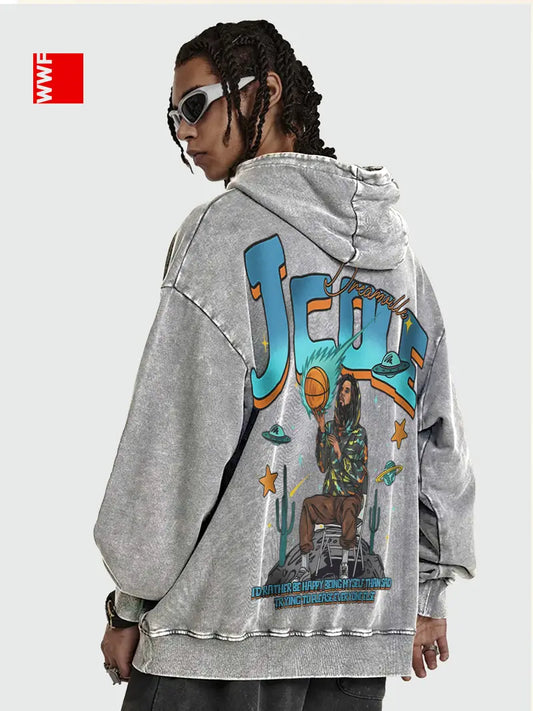 Men's Washed Hoodie with Kangaroo Pocket Cotton Blend Long Sleeve Pullover for Fall Winter Streetwear