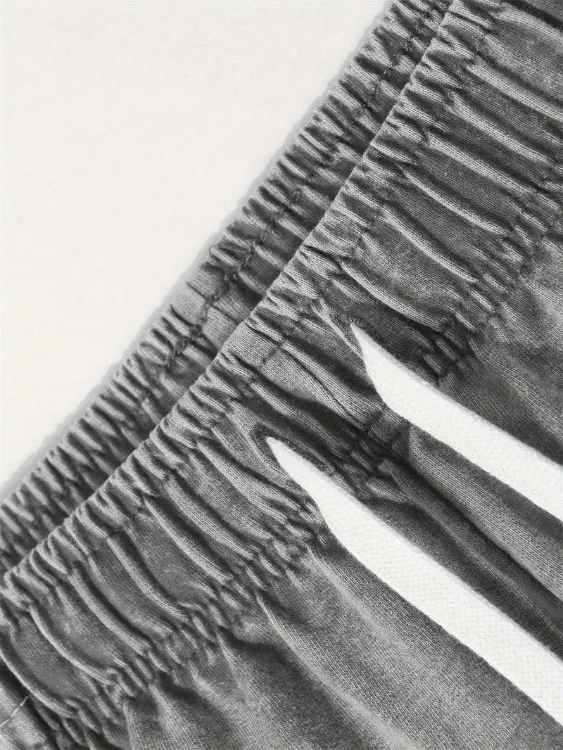 Men’s Heavyweight Cotton Shorts – Washed Loose Fit with Drawstring Waist & “Don’t Go Broke” Print