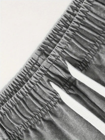 Men’s Heavyweight Cotton Shorts – Washed Loose Fit with Drawstring Waist & “Don’t Go Broke” Print