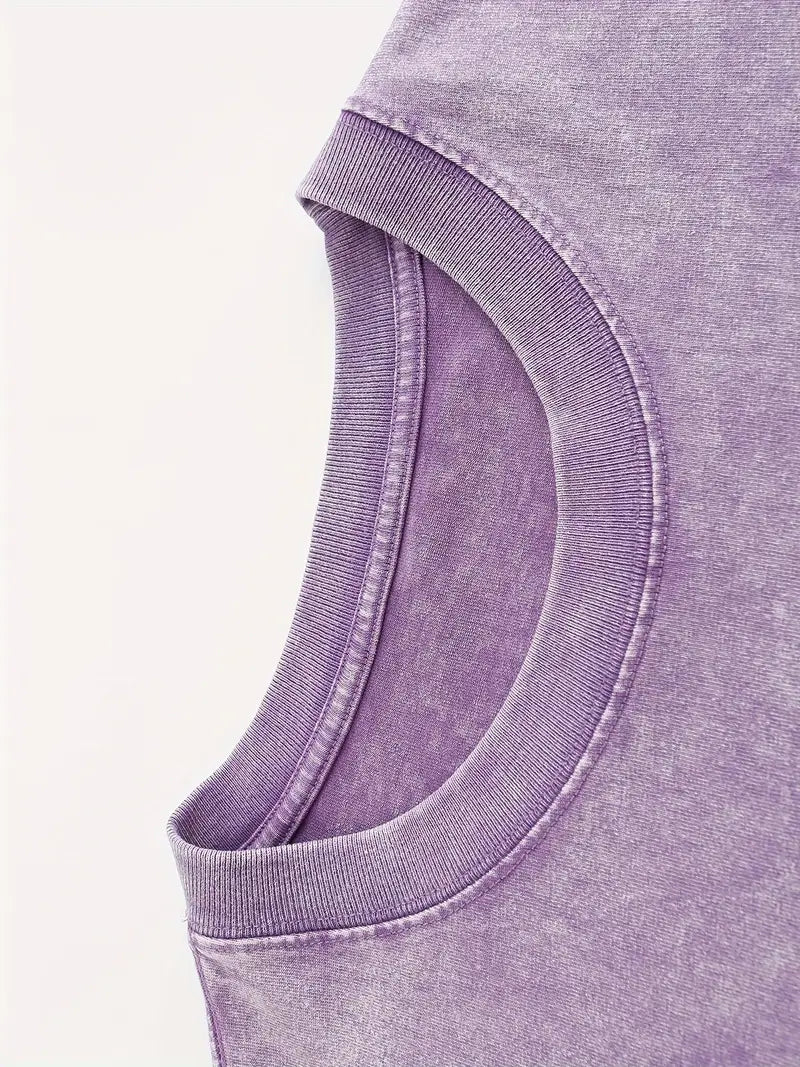 Men's Oversized Drop Shoulder T-Shirt Solid Color Acid Wash Cotton Loose Fit Short Sleeve Streetwear Tee