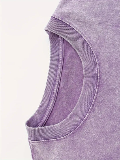 Men's Oversized Drop Shoulder T-Shirt Solid Color Acid Wash Cotton Loose Fit Short Sleeve Streetwear Tee