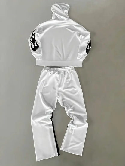 Men’s Streetwear Hoodie Set – Geometric Print Sweatshirt & Joggers – Urban Casual Outfit