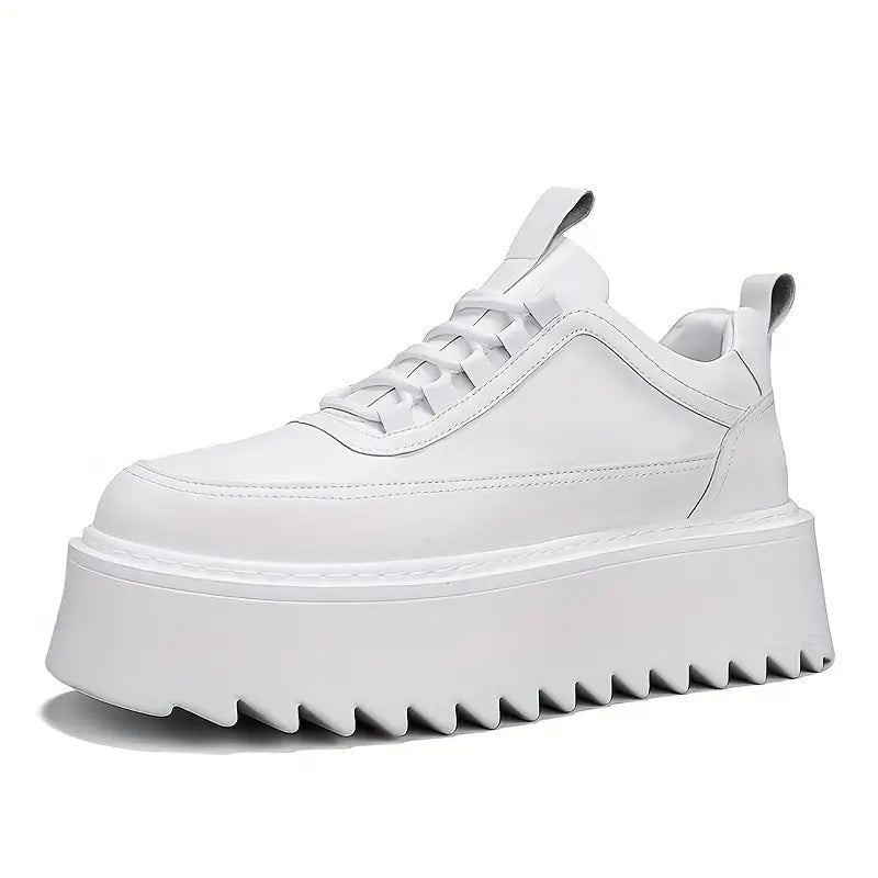 Men’s Trendy Thick-Soled Height-Increasing Sneakers – PU & Fabric Upper with Cushioned PVC Sole, Casual Sports Shoes for Everyday Style