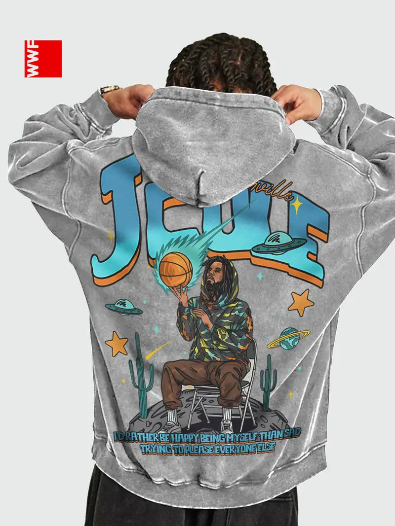 Men's Washed Hoodie with Kangaroo Pocket Cotton Blend Long Sleeve Pullover for Fall Winter Streetwear