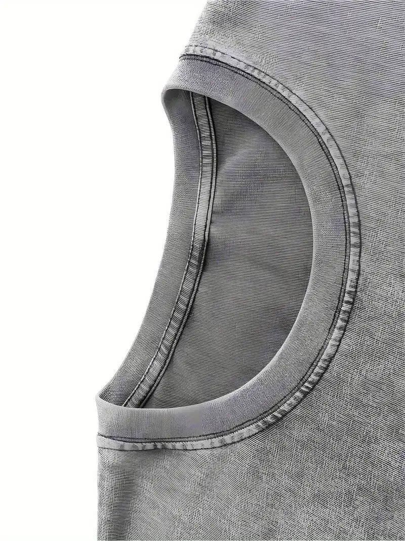 Men's Washed Skull Print T-Shirt 230g Cotton Loose Fit Round Neck Short Sleeve Retro Streetwear Tee