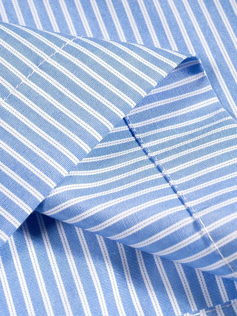 Unisex Casual Striped Shirt Oversized Short Sleeve Button-Up with Chest Pocket Lightweight Polyester