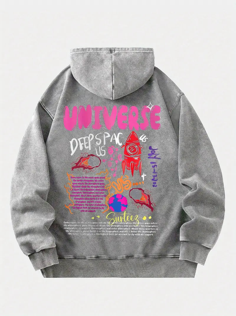 Men's Anime Warrior Hoodie Dark Graphic Pullover Japanese Manga Style Cotton Blend Streetwear