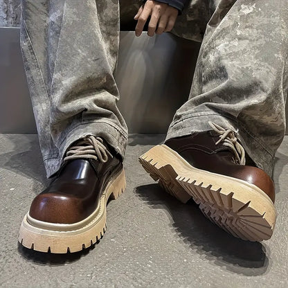 Men's Glossy Lace-Up Shoes – Low-Top, Arch Support, Non-Slip Sole, Multi-Color Casual & Semi-Formal