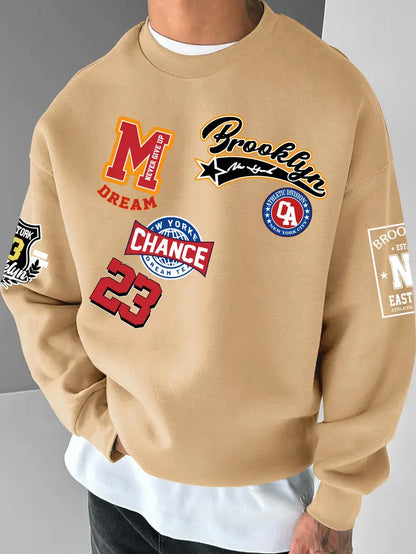 Men's Brooklyn Streetwear Sweatshirt – NYC Graphic Pullover, Loose Fit Crewneck, Urban Hip-Hop Style