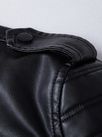 Men's Black PU Leather Jacket Zip-Up Baseball Collar Motorcycle Outerwear for Urban & Formal Wear