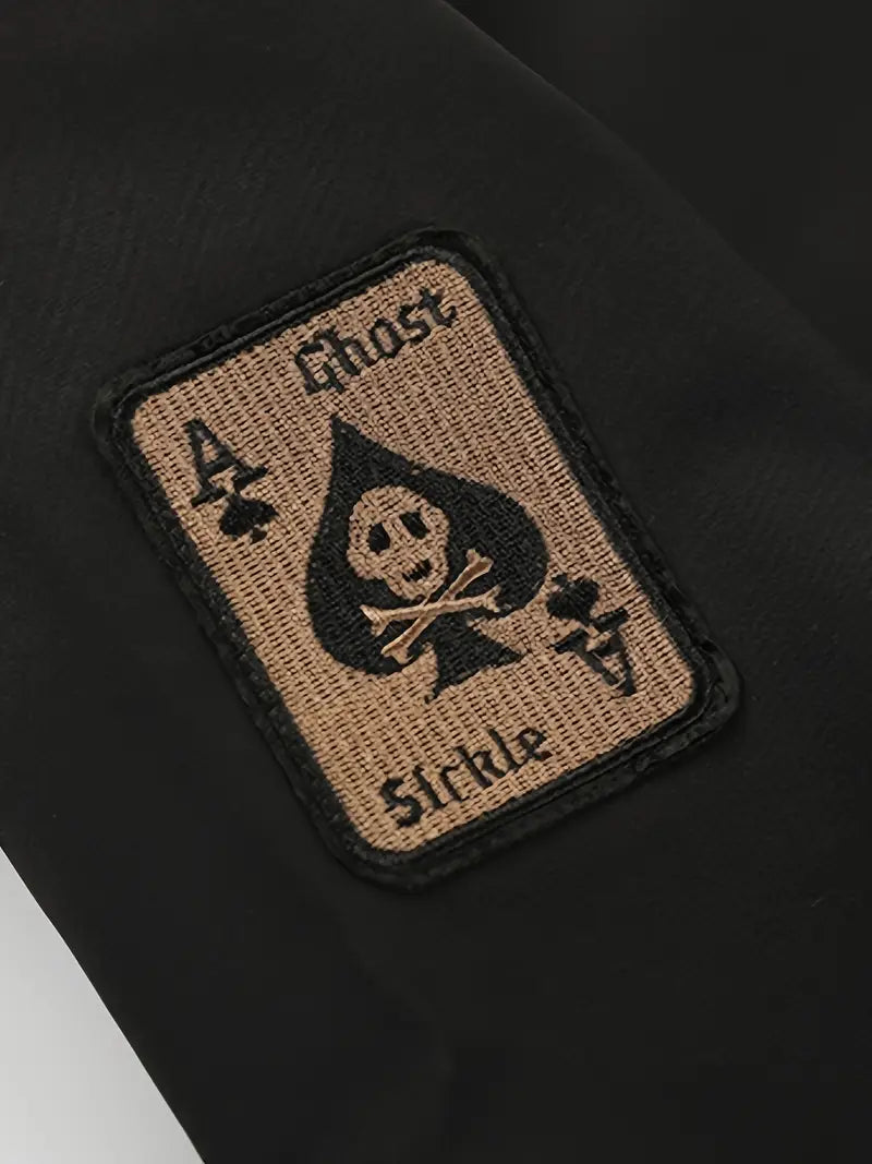 Men's Lightweight Military Bomber Windbreaker with Baseball Collar Embroidered Varsity Style Zip-Up Jacket