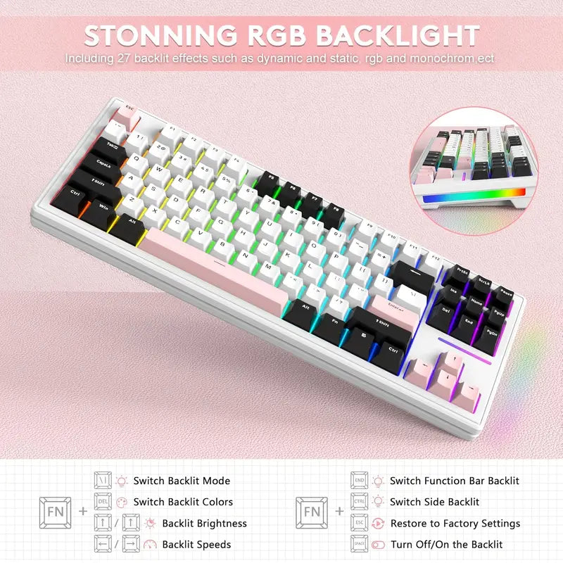 Attack Shark M87 TKL Mechanical Gaming Keyboard – RGB Backlit, Hot-Swappable, Wireless Triple Mode