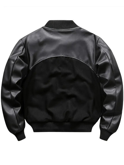 Men's Varsity Jacket with Retro Embroidered Print Baseball Collar Zip-Up Closure Casual Fit Polyester Outerwear