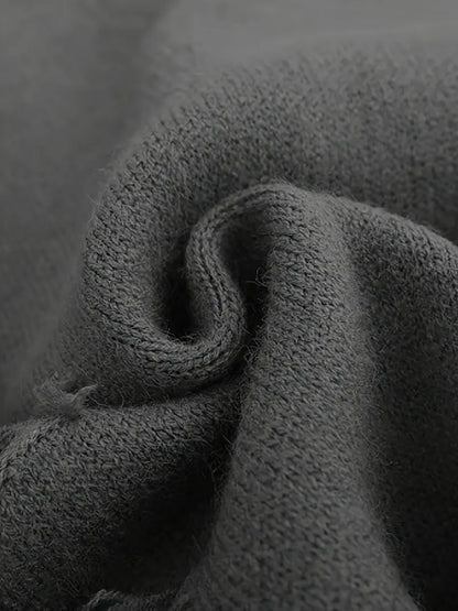 Men's Button Lapel Sweater – Alphabet Print, Long Sleeve Pullover, Casual Knitwear for Fall/Winter