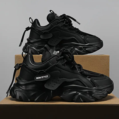 Men’s Lightweight Shock-Absorbing Running Shoes – Thick Cushioned Sole, Breathable EVA Insole, Height Boost & Durable Synthetic Upper