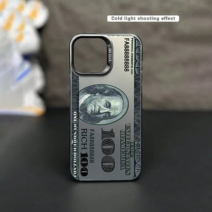100 Dollar Bill Pattern Mobile Phone Case – Flexible TPU Protective Cover for iPhone 16/15/14/13/12/11/X/XS/XR/8/7 Plus, Black Design, Shockproof, Gift-Ready
