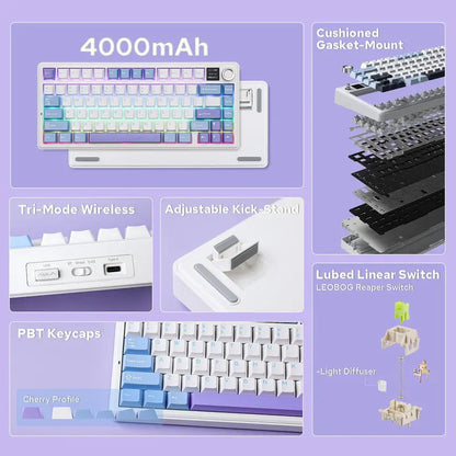 Mechanical Gaming Keyboard with TFT Screen and Rotary Knob, Gasket Mount, Hot-Swappable Pre-Lubed Linear Switches, RGB Backlit, Compact Gaming (Copy)