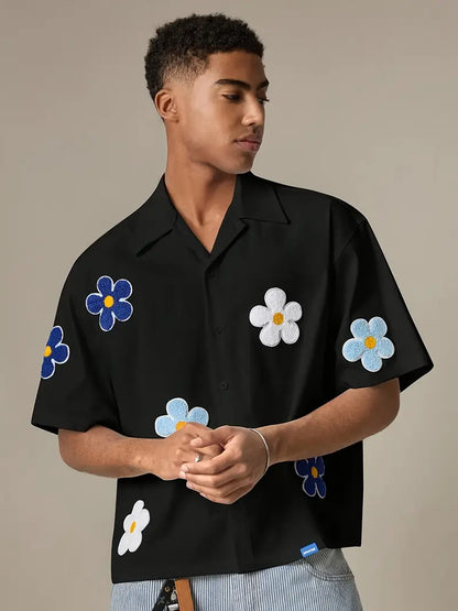 Men's Black Casual Shirt Lightweight Non-Stretch Woven Button-Up with Classic Collar for Office & Daily Wear