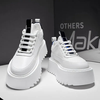 Men’s Trendy Thick-Soled Height-Increasing Sneakers – PU & Fabric Upper with Cushioned PVC Sole, Casual Sports Shoes for Everyday Style