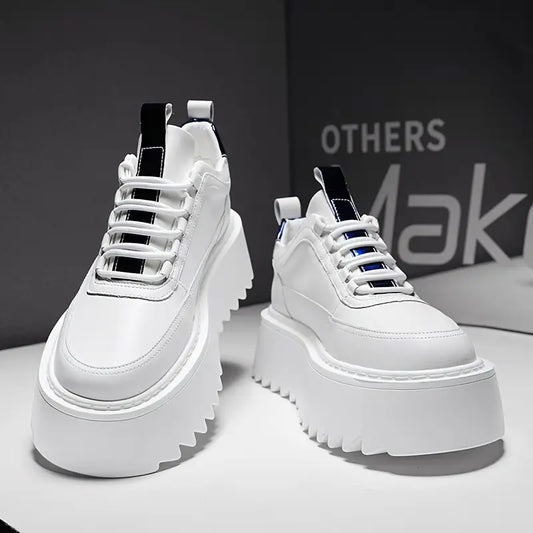 Men’s Trendy Thick-Soled Height-Increasing Sneakers – PU & Fabric Upper with Cushioned PVC Sole, Casual Sports Shoes for Everyday Style