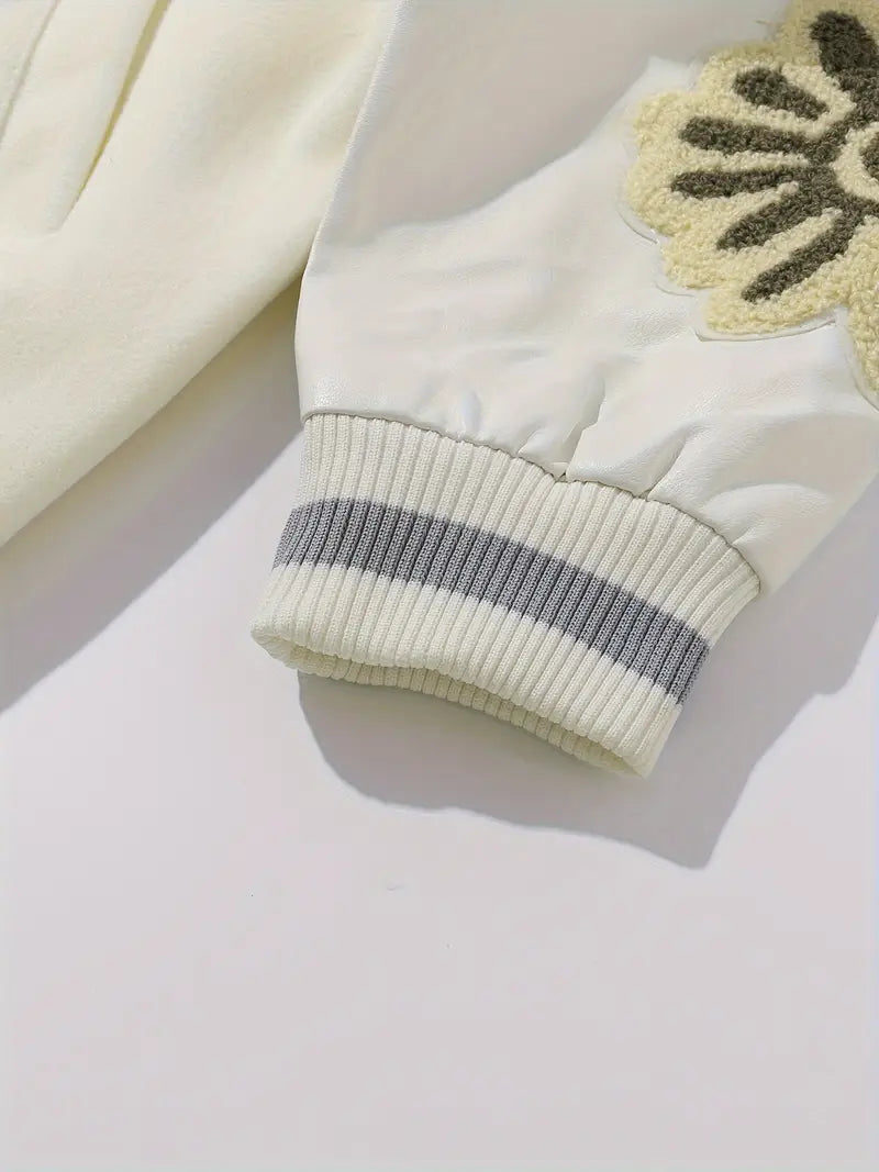 Men's Embroidered Striped Jacket Button-Up Lapel Casual Long Sleeve Outerwear for Fall Winter Black