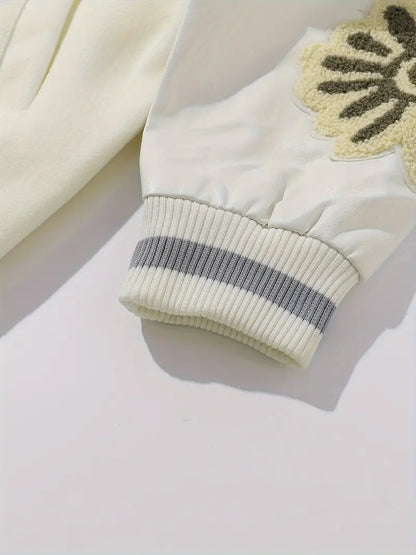 Men's Embroidered Striped Jacket Button-Up Lapel Casual Long Sleeve Outerwear for Fall Winter Black