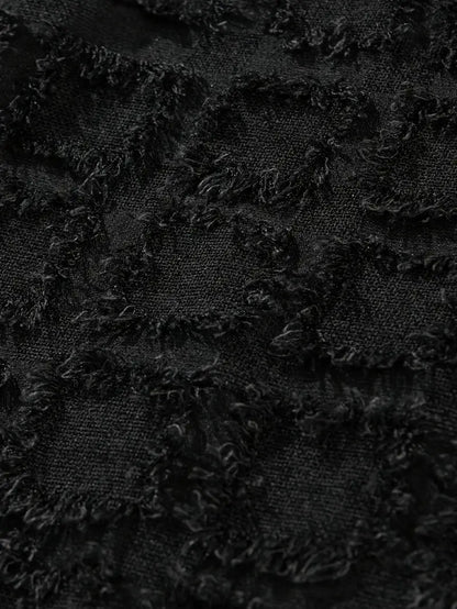 Men's Black Tassel Check Shirt Short Sleeve Button-Up Non-Stretch Fabric Casual Summer Streetwear