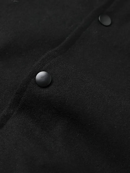 Men's Varsity Jacket with Retro Embroidered Print Baseball Collar Zip-Up Closure Casual Fit Polyester Outerwear