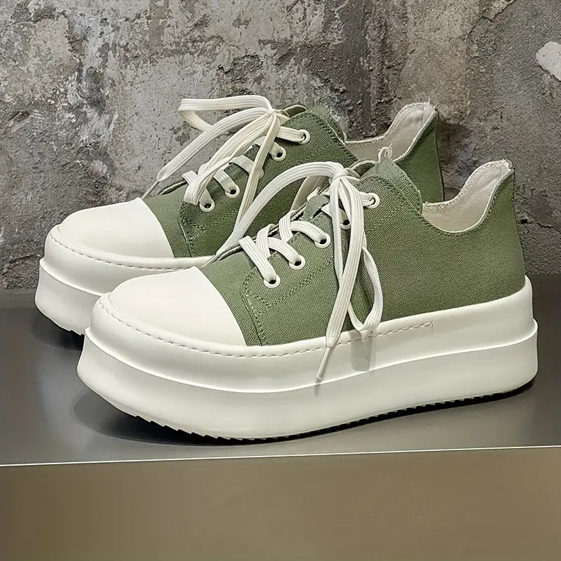 Men's Mint Green Low-Top Sneakers – Lightweight Lace-Up, EVA Insole, Non-Slip Sole, Casual & Office