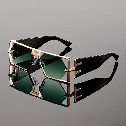 Men’s Oversized Hollow Square-Frame Glasses – Vintage Zinc Alloy Eyewear with Trendy Decorative Design