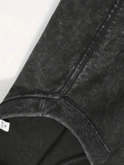 Men's Washed Cotton T-Shirt Jesus Graphic Print Loose Fit Short Sleeve Crew Neck Vintage Streetwear Tee