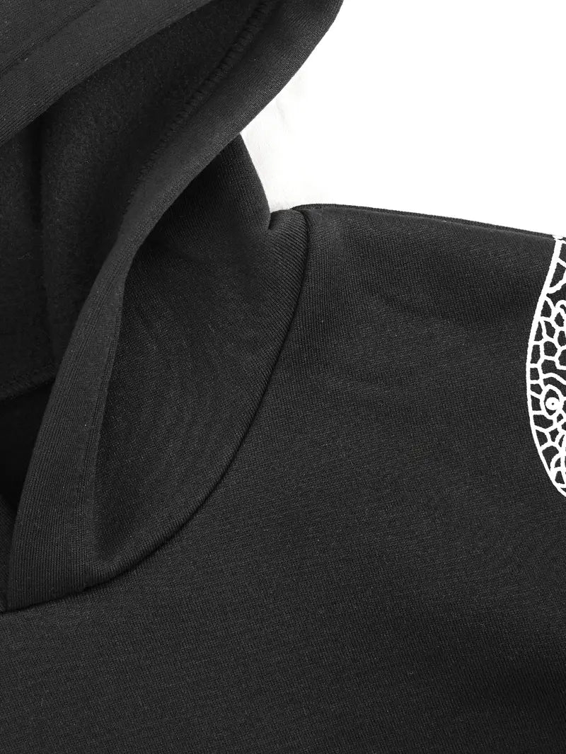 Women's Y2K Streetwear Hoodie with Snake Print Lettering Black Pullover Sweatshirt Gothic Style