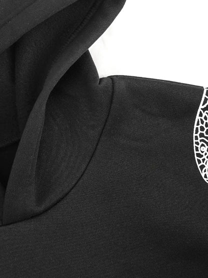 Women's Y2K Streetwear Hoodie with Snake Print Lettering Black Pullover Sweatshirt Gothic Style