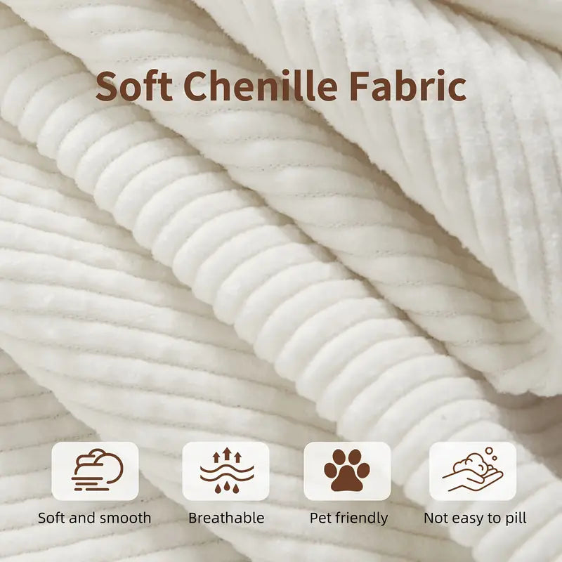 110.24" U-Shaped Modular Sofa – Striped Corduroy, 4-Seater Sectional with Cushions & Armrests