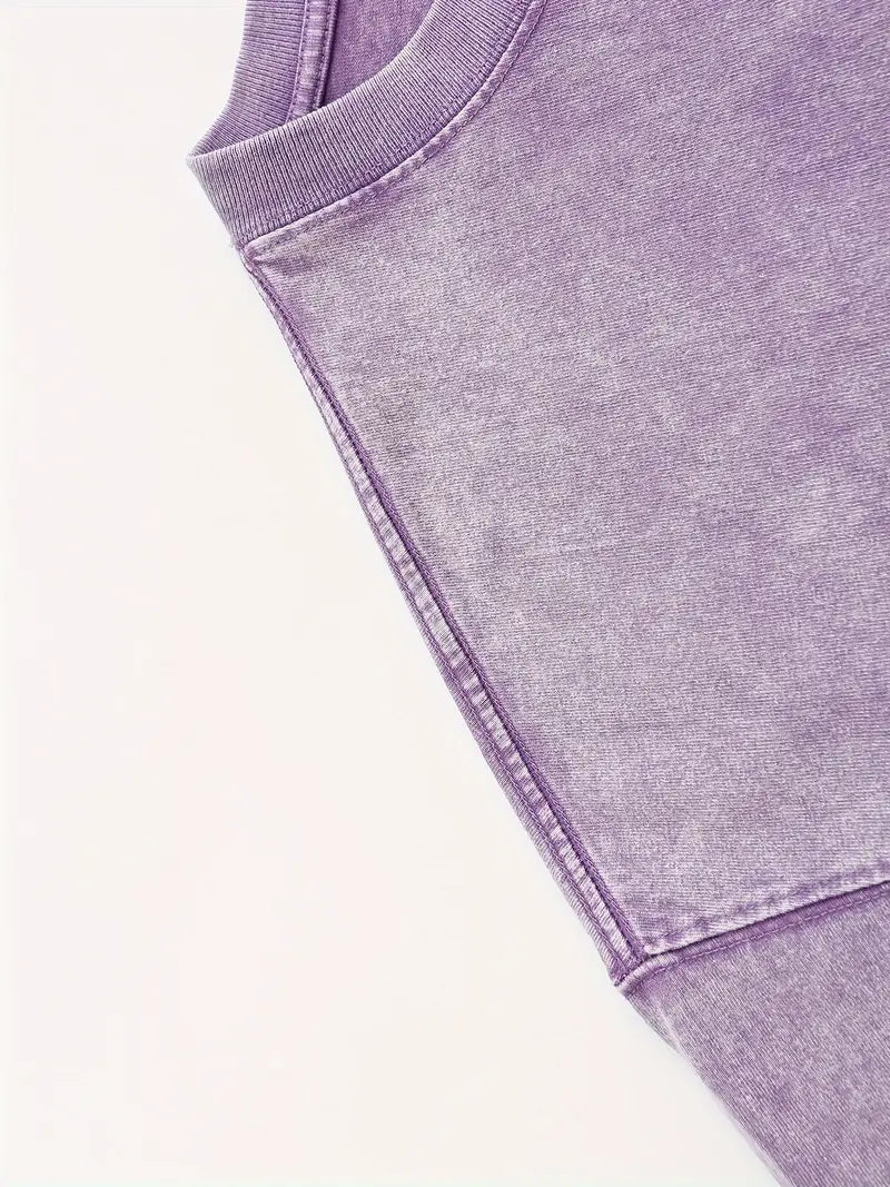 Men's Oversized Drop Shoulder T-Shirt Solid Color Acid Wash Cotton Loose Fit Short Sleeve Streetwear Tee