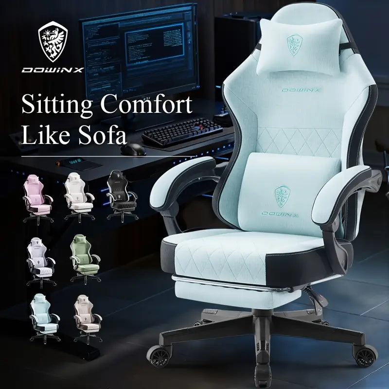 Big & Tall Ergonomic Gaming Chair – Breathable Fabric, Massage Lumbar Support, Adjustable Headrest & Footrest
