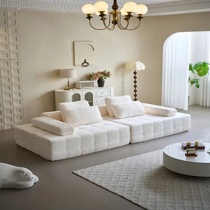 110.24" U-Shaped Modular Sofa – Striped Corduroy, 4-Seater Sectional with Cushions & Armrests