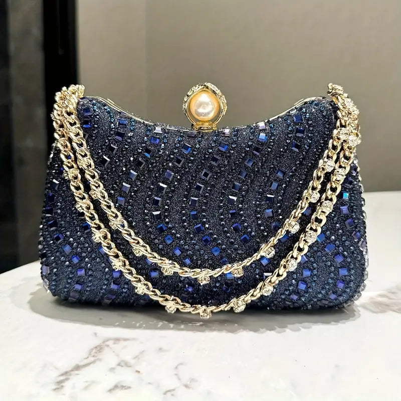 Luxurious Rhinestone Clutch Evening Bag – Sparkling Handheld Party Purse with Detachable Chain Strap, Elegant Accessory for Weddings & Formal Events