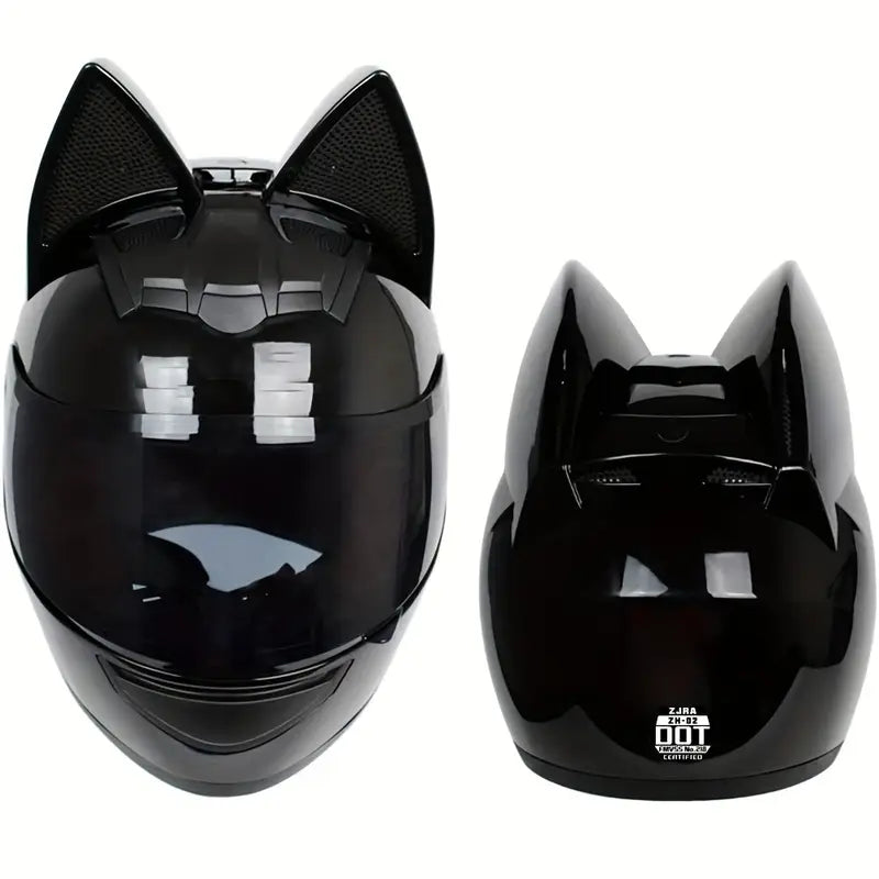 Unisex Cat Ear Motorcycle Helmet – Futuristic ABS Shell with Removable Ears, Adjustable Strap & Multi-Season Comfort, Ideal Gift for Riders