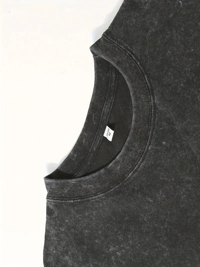 Men's Malinia Micuela Blade Print T-Shirt 230g Washed Cotton Loose Fit Short Sleeve Futuristic Graphic Tee