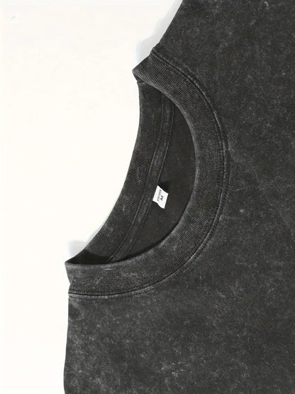 Men's Washed Cotton T-Shirt Jesus Graphic Print Loose Fit Short Sleeve Crew Neck Vintage Streetwear Tee