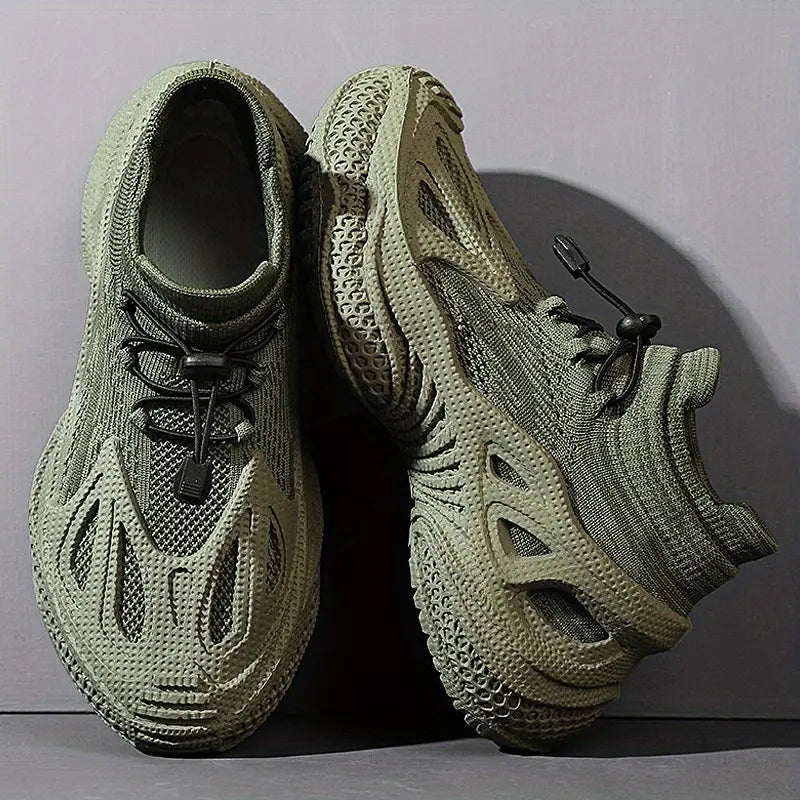 Men's Breathable Mesh Sneakers with EVA Sole Lightweight Low-Top Design Lace-Up Closure