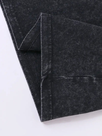 Men’s Retro Oversized Sleeveless Vest – Neon Mushroom Graffiti Print, Washed Cotton Festival Tank Top