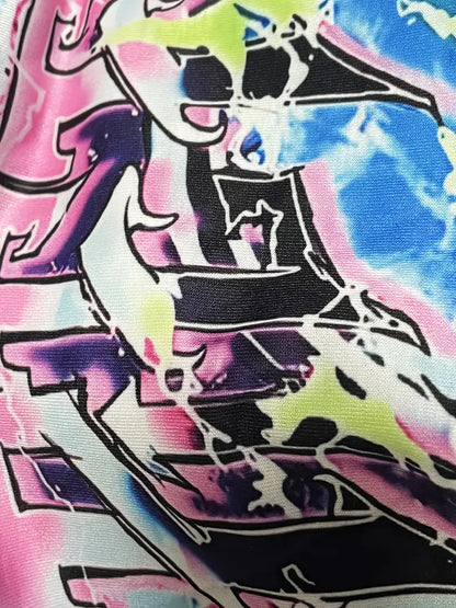 Men's Casual Graphic T-Shirt & Jogger Pants Set Black with Colorful Lightning Print Polyester Streetwear