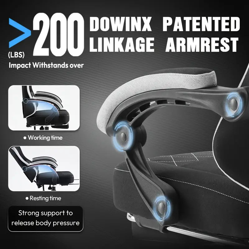 Big & Tall Ergonomic Gaming Chair – Breathable Fabric, Massage Lumbar Support, Adjustable Headrest & Footrest