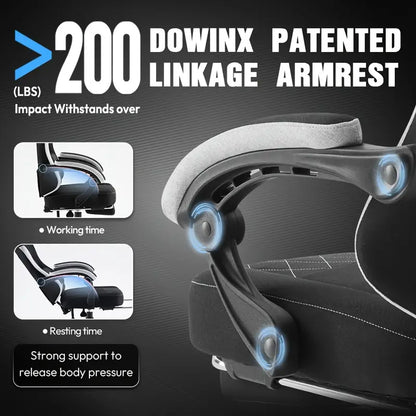 Big & Tall Ergonomic Gaming Chair – Breathable Fabric, Massage Lumbar Support, Adjustable Headrest & Footrest