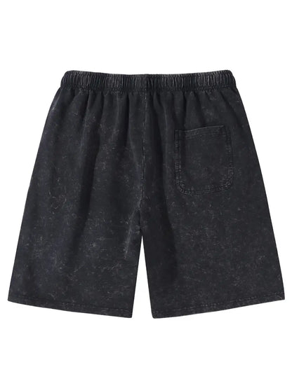 Men's Gothic Skull & Stars Print Set Washed Cotton T-Shirt and Shorts Combo Casual Outdoor Streetwear