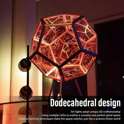 Infinite Dodecahedron RGBW Light – 3D Mirror Cube Lamp for Gaming Room, Desk Setup & Ambient Decor